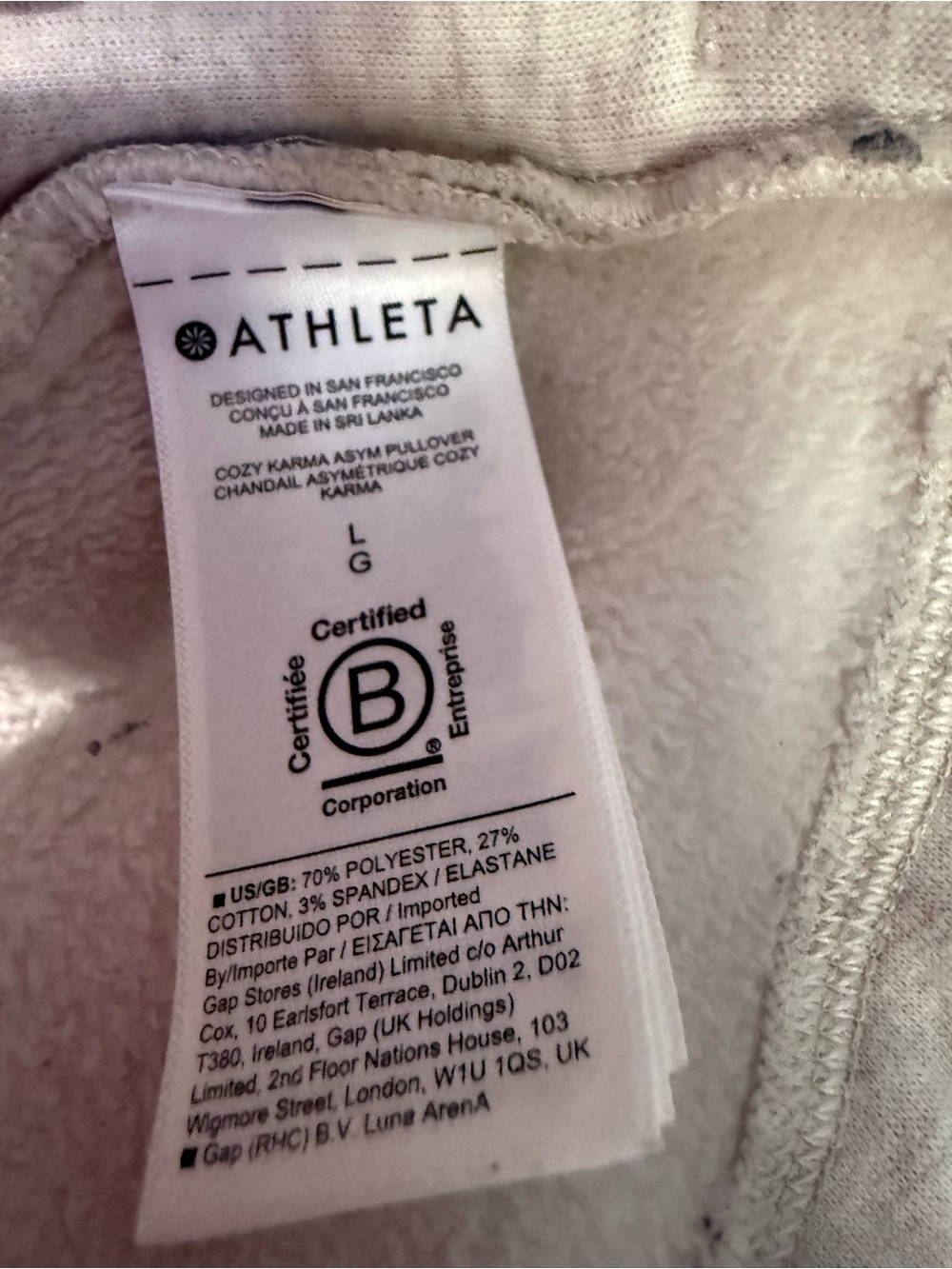 Athleta Cozy Karma Asymmetrical Pullover Fleece Large - Picture 4 of 12